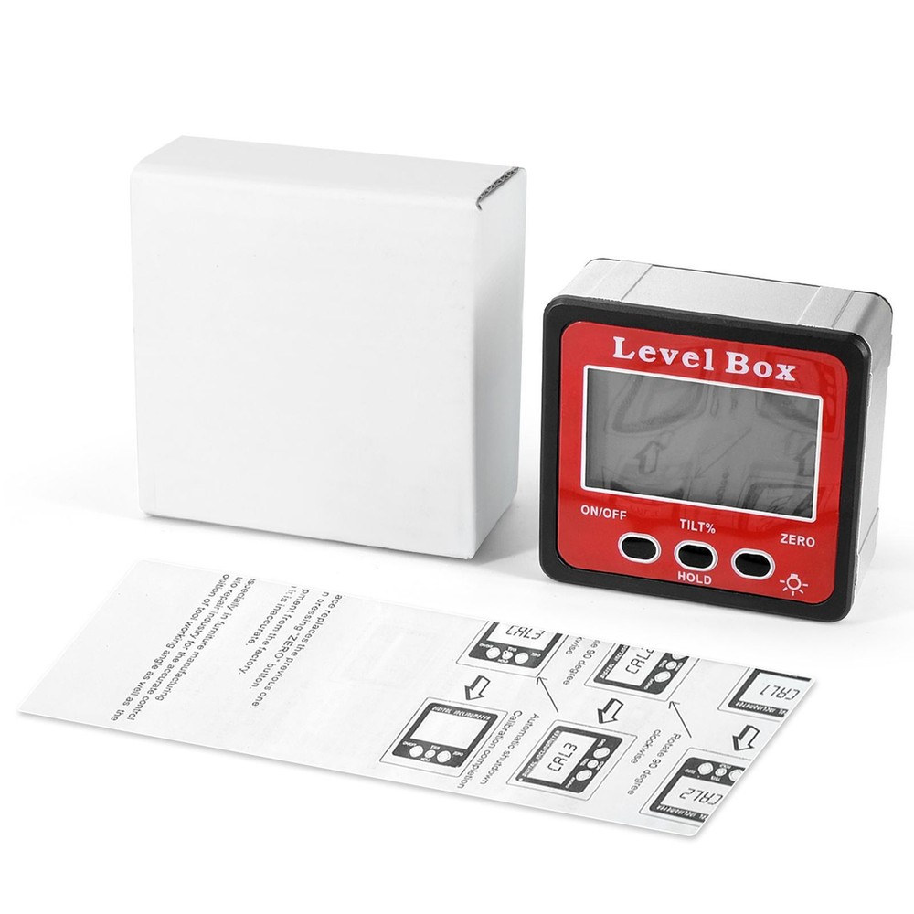 Digital Angle Finder Level Gauge Measuring Tools Magnetic Protractor Box Bevel