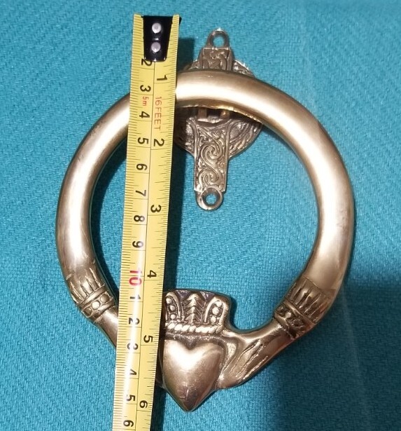 Solid Brass Large Irish Celtic Claddagh  Ring Door Knocker 6" x 4.5" Nice