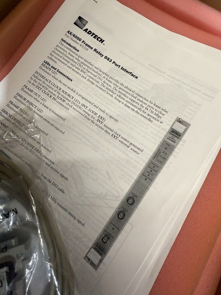 ADTECH AX/4000 T1/E1 INTERFACE AX/4000 P/N 401319