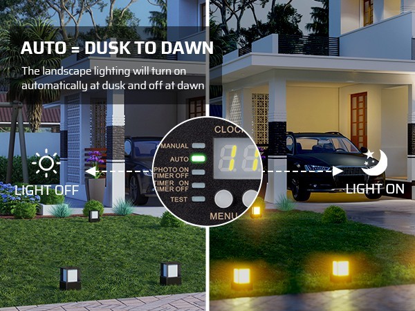 Low Voltage Transformer 200W Outdoor with Photocell Sensor Timer Waterproof