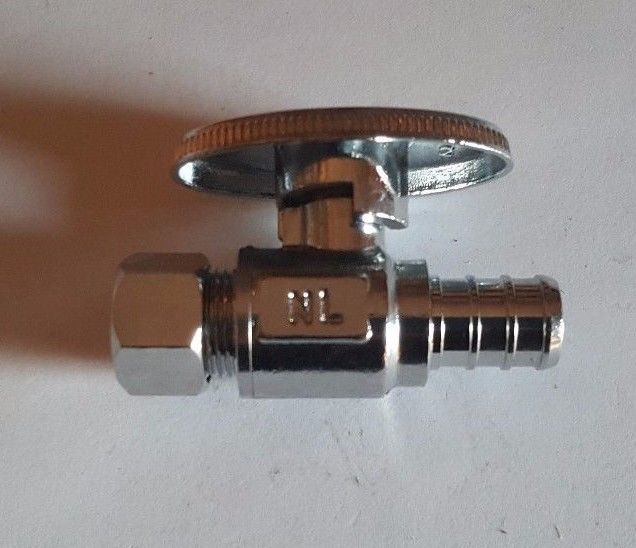 100 PIECES 1/2" PEX X 3/8"OD BRASS 1/4 TURN STRAIGHT STOP VALVE (LEAD-FREE)