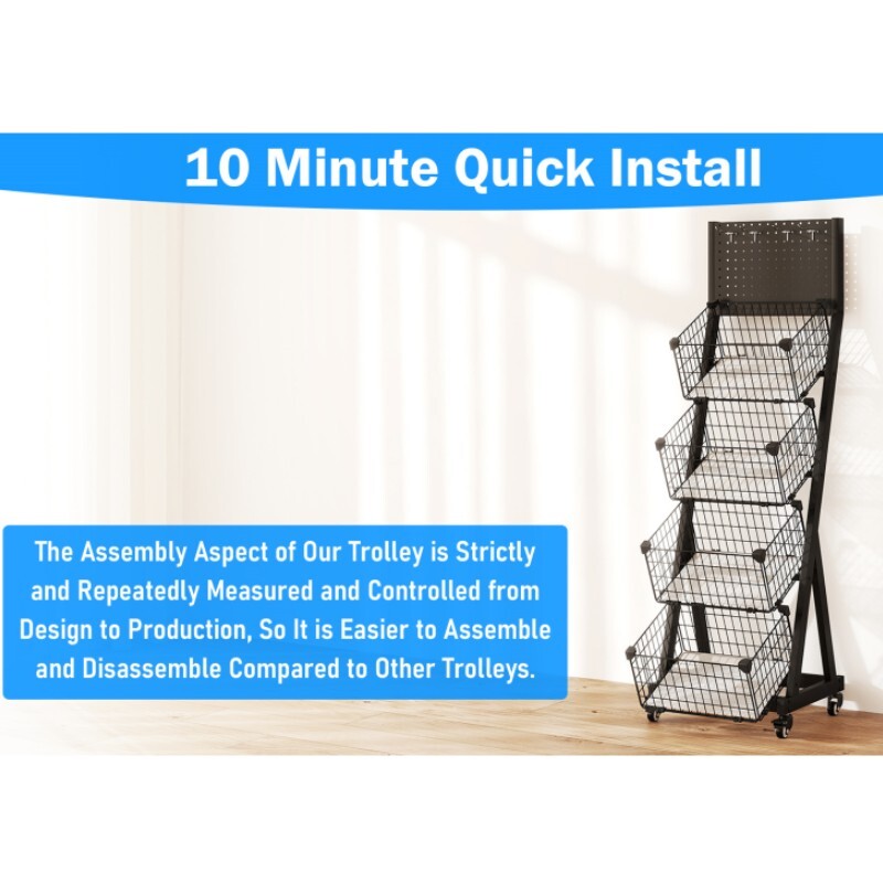 Moveable Supermaket Snack Rack Display Stand Moveable Shelf 4 Tier