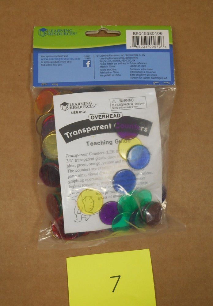 Learning Resources 250 Assorted Colors Transparent Counters New L7