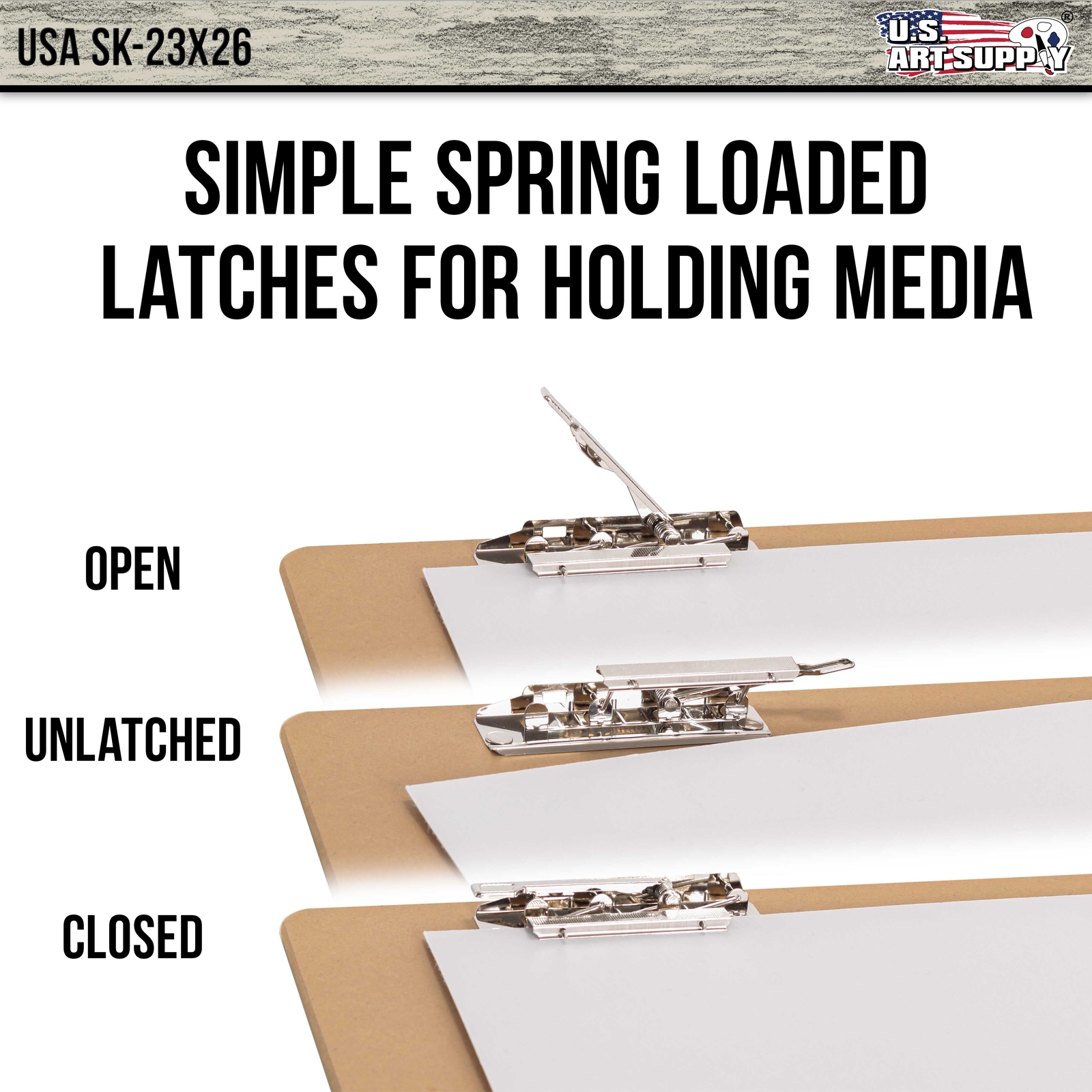 US Art Supply® 23"x26" Artist Field Sketch Tote Board Drawing Heavy-Duty Clip