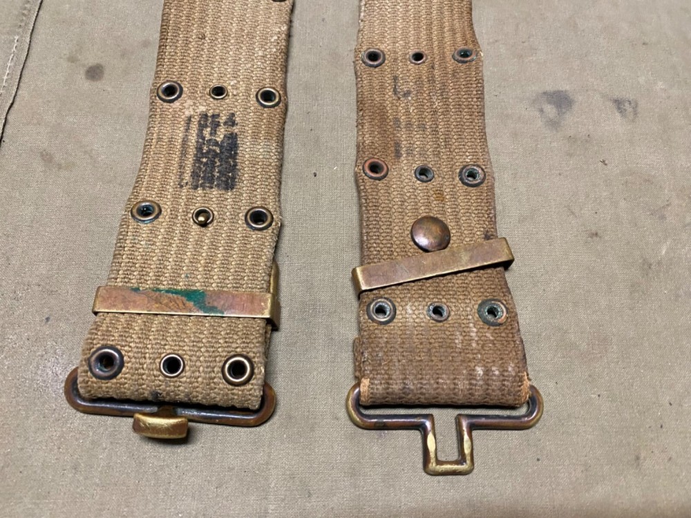ORIGINAL WWII US ARMY M1942 PISTOL AMMO EQUIPMENT FIELD BELT-OD#3