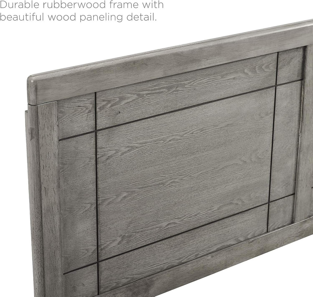 MOD-6381-GRY Marlee Queen Wood Platform Bed with Angular Frame, Gray