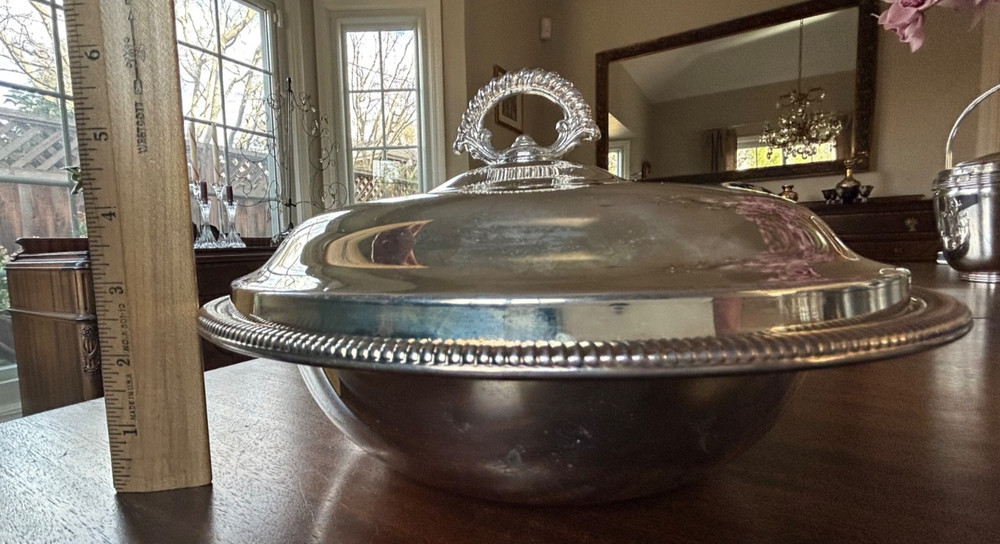 International Silver Vintage Silver Plate Covered Serving Dish with Pyrex Insert