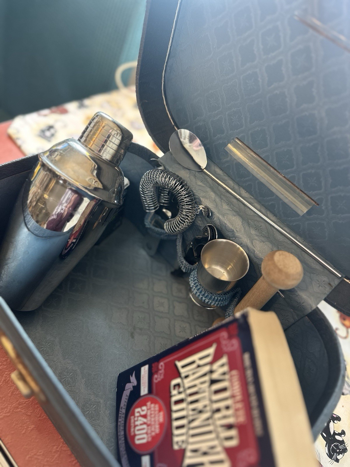 Vintage Bartender / Bartending Portable Cocktail Traveling Bar Kit With Case