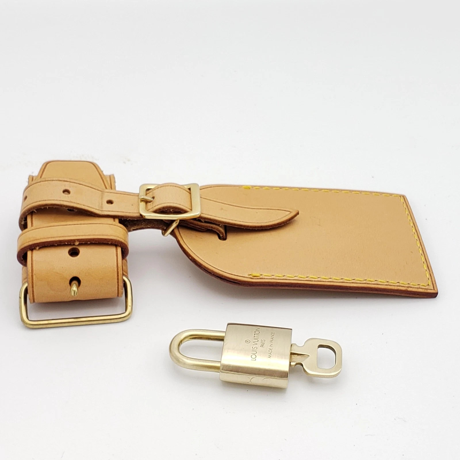 100% Authentic Louis Vuitton Luggage tag /Nametag with Gold Lock and Key