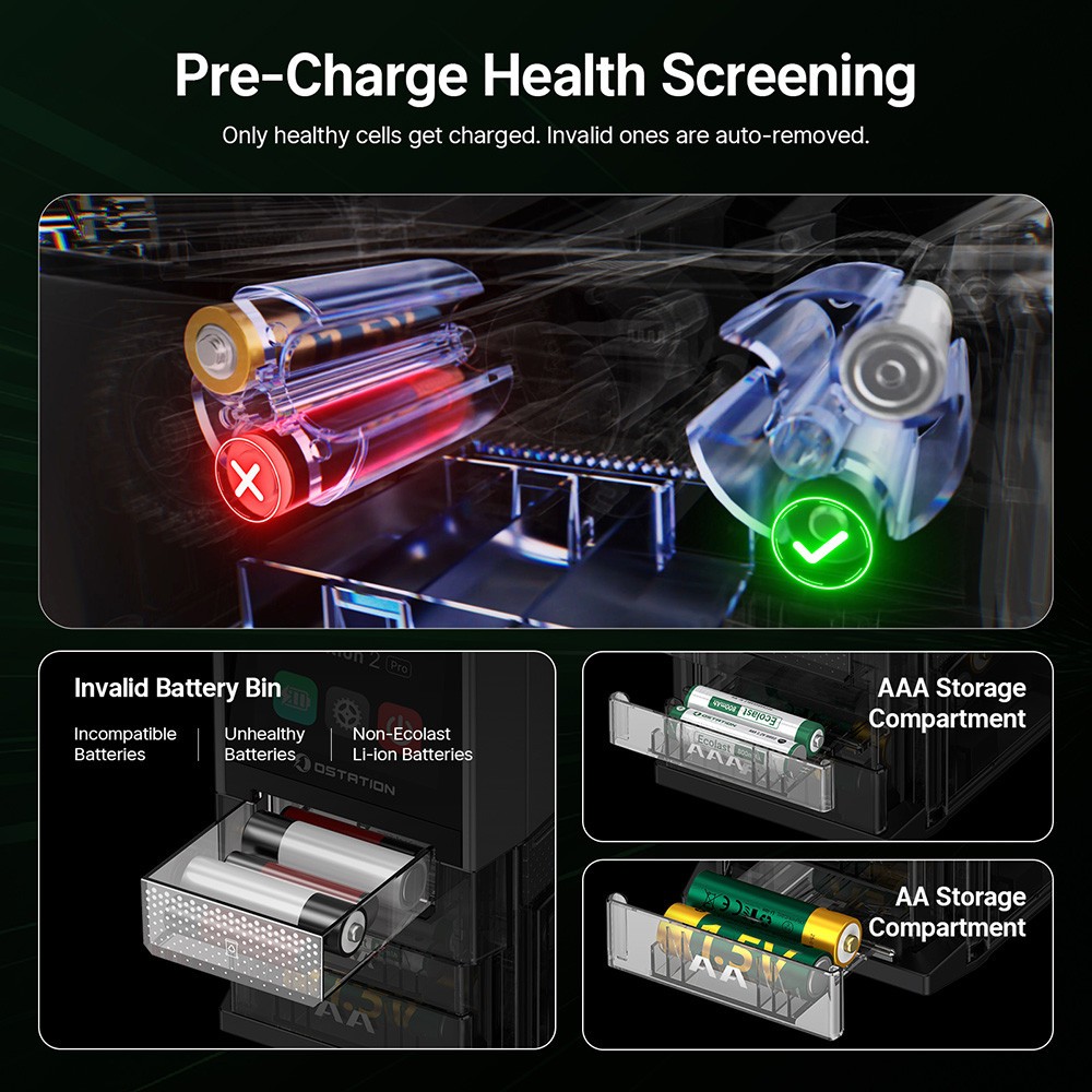Olight Ostation 2 Pro 3-in-1 Smart Battery Hub for AA & AAA w/Touch Screen