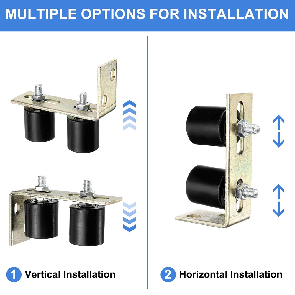 4Pcs Slide Gate Guide Roller 2" Nylon Gate Support Rollers with Bracket, Black