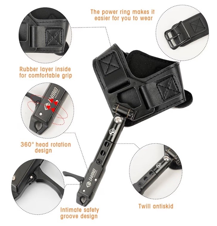 LWANO Archery Compound Bow Release Aids Trigger 360° Adjustable Wristband