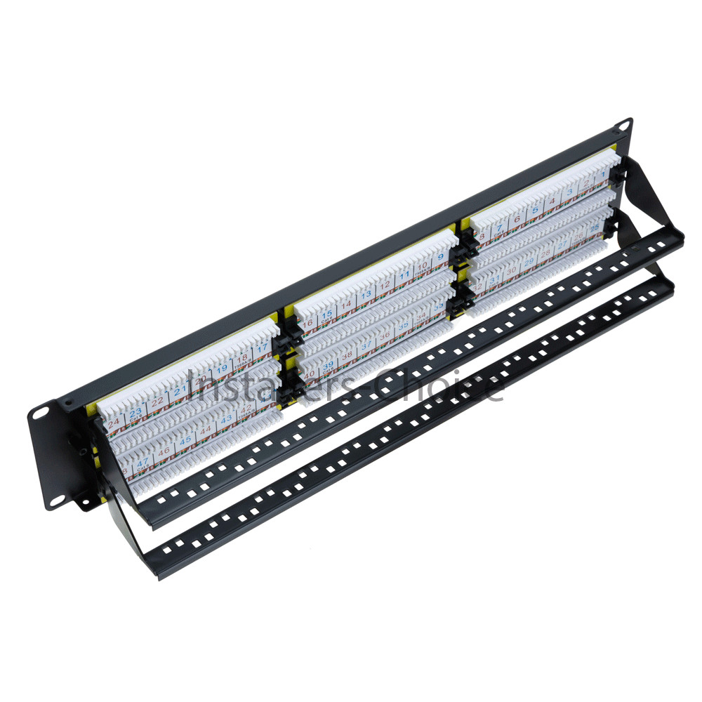 48 port Cat6 UTP LAN wall mount patch panel bracket RJ45 110 Network
