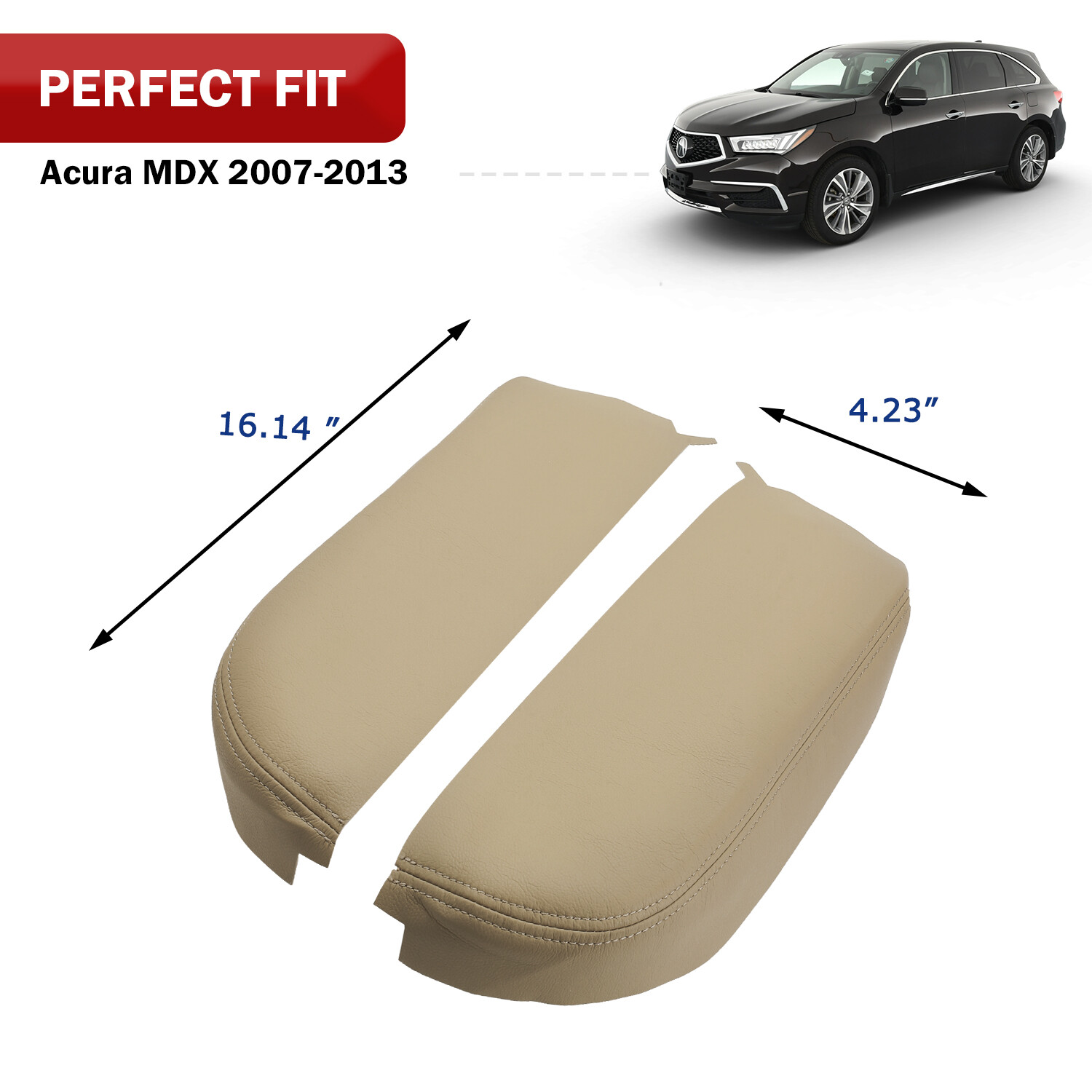 Fit 2007-2013 Acura MDX Leather Center Console Lid Armrest Cover Beige Parchment