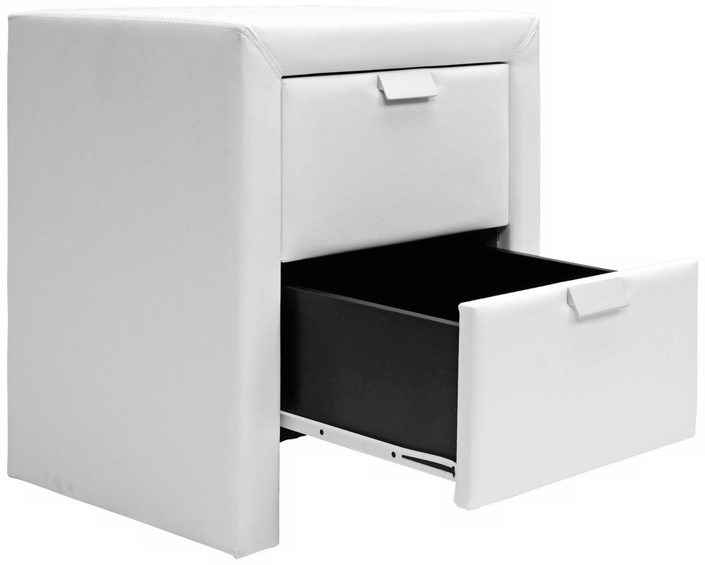Baxton Studio Frey White Upholstered Modern Nightstand