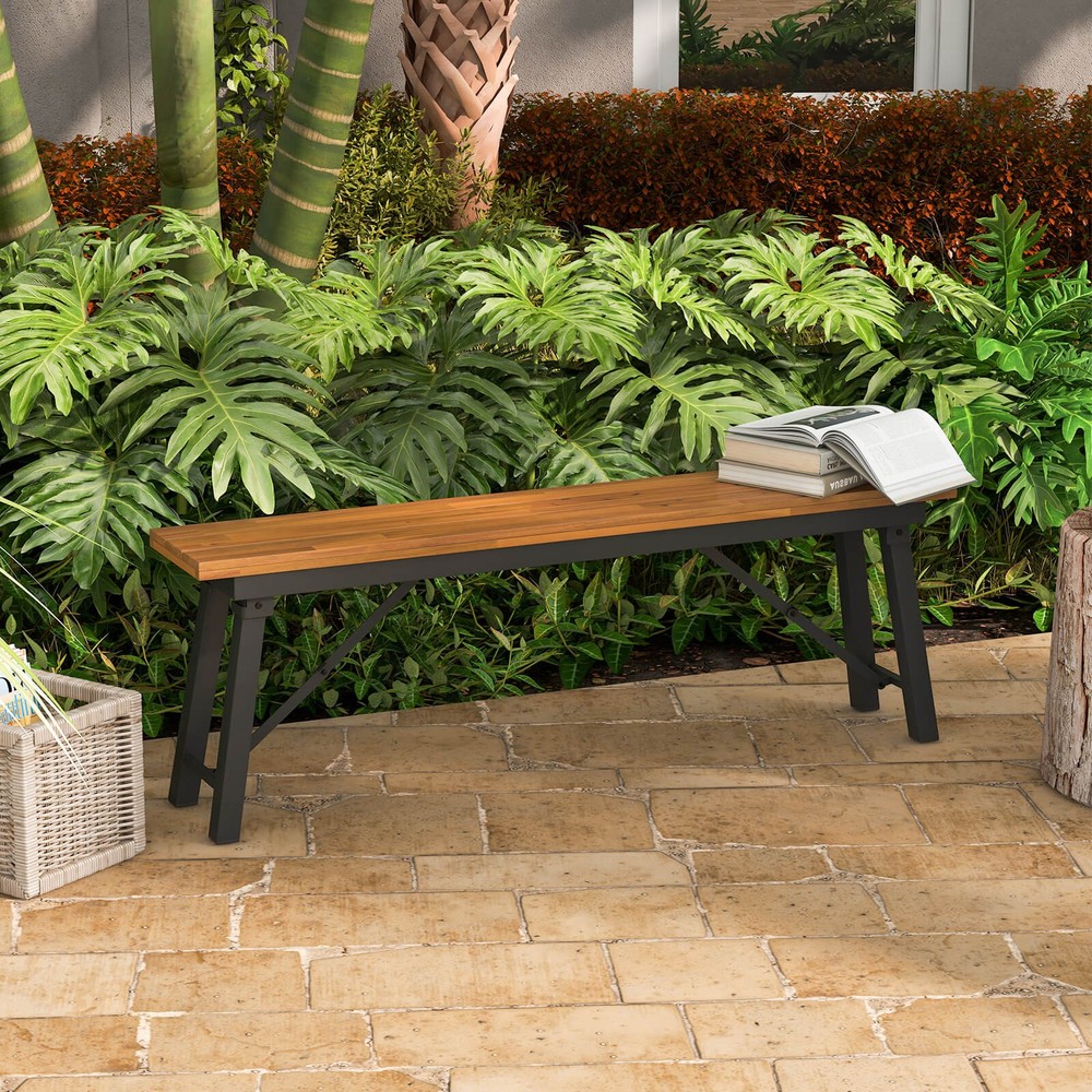 Folding Picnic Bench Set 55" Long Rectangular Wooden Dining Camping BBQ Benches