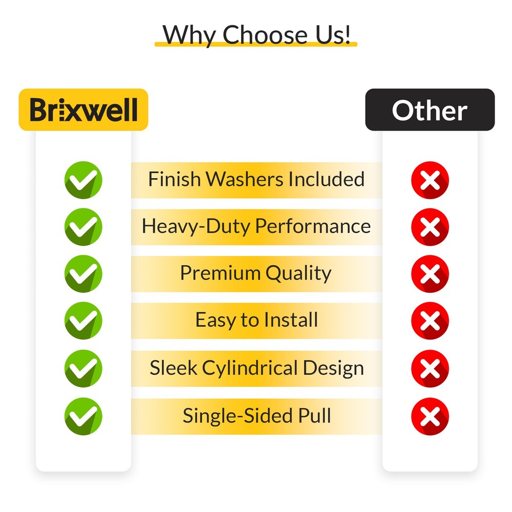 Brixwell Solid Pull Handle Brass 6" CTC Polished Brass Finish