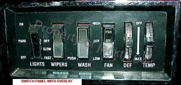 NEW 1966-1973 JEEPSTER COMMANDO SWITCH PANEL OVERLAY, FIX UNREADABLE SWITCHES