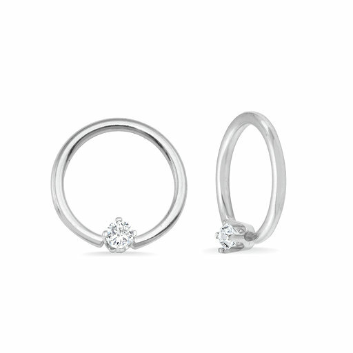 14k Solid Gold Seamless Ring With Prong Setting CZ Septum Helix Daith Conch