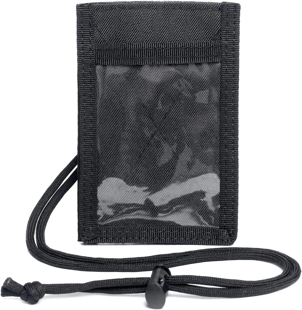 2x Black Tactical ID Card Holders Hook&Loop Patch Badge Organizer - Neck Lanyard