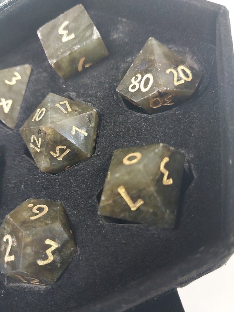 Labradorite: Full-Sized 16mm Polyhedral Dice Set
