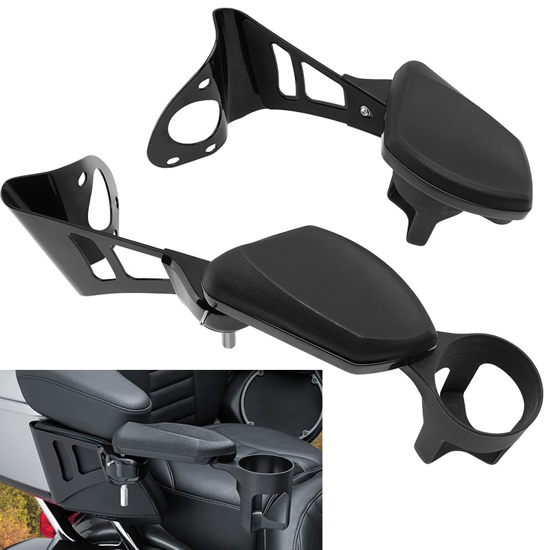 Rear Passenger Arm Rests W/Drink Holder For Harley Touring FLHTCUTG 2014-2023