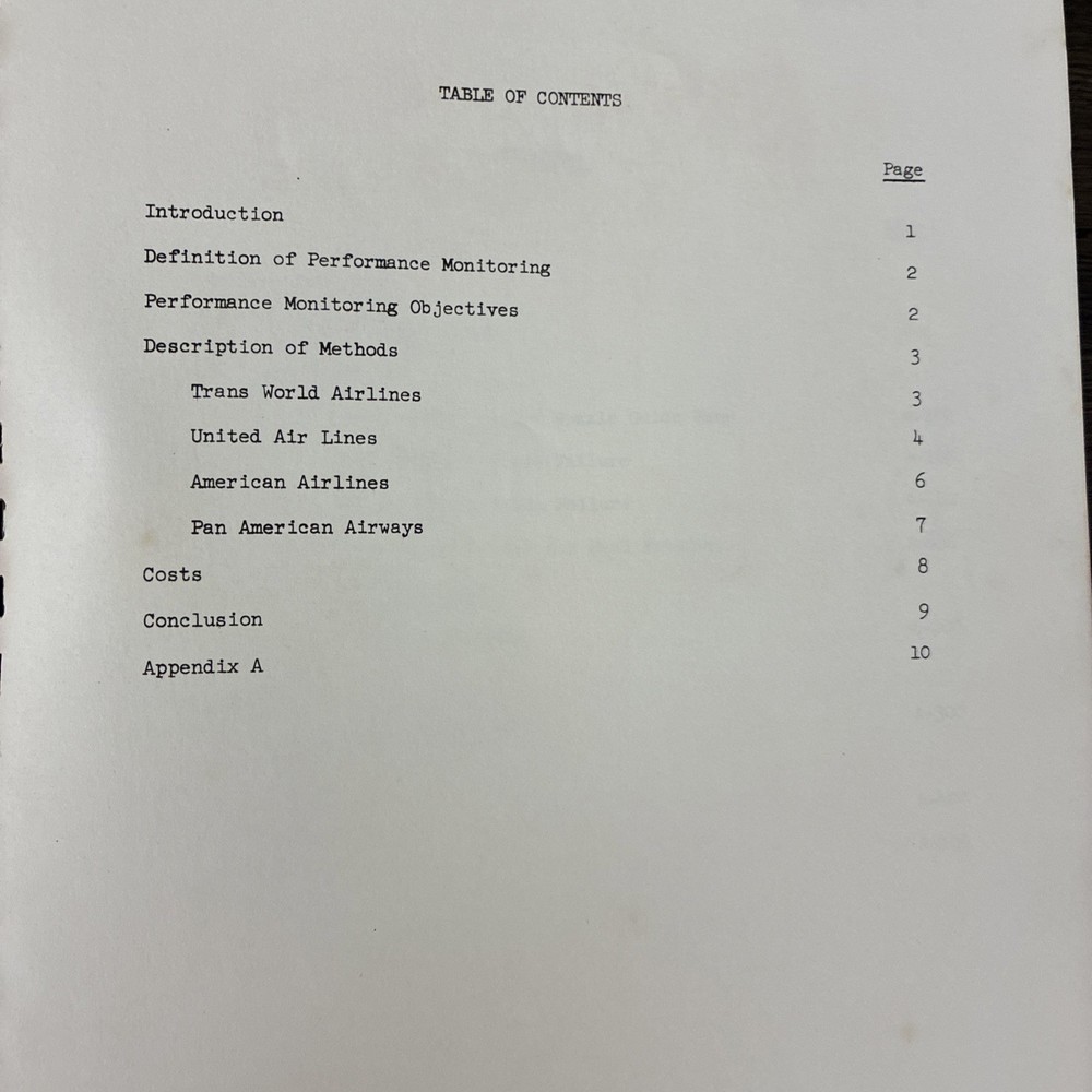1964 Pratt & Whitney Aircraft Flight Operations Report Flight Data