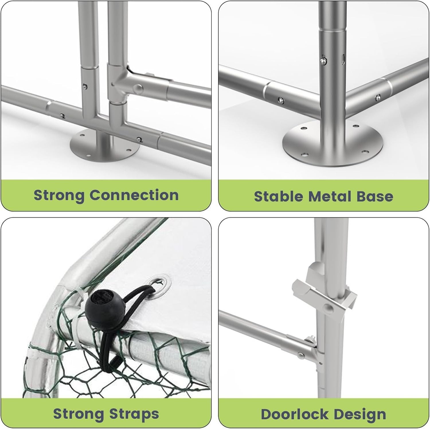 Large Metal Chicken Coop Heavy Duty Reinforced Walk In Poultry Cage for Chickens