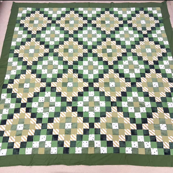 Irish Chain Handmade Cotton Queen Patchwork quilt top/topper