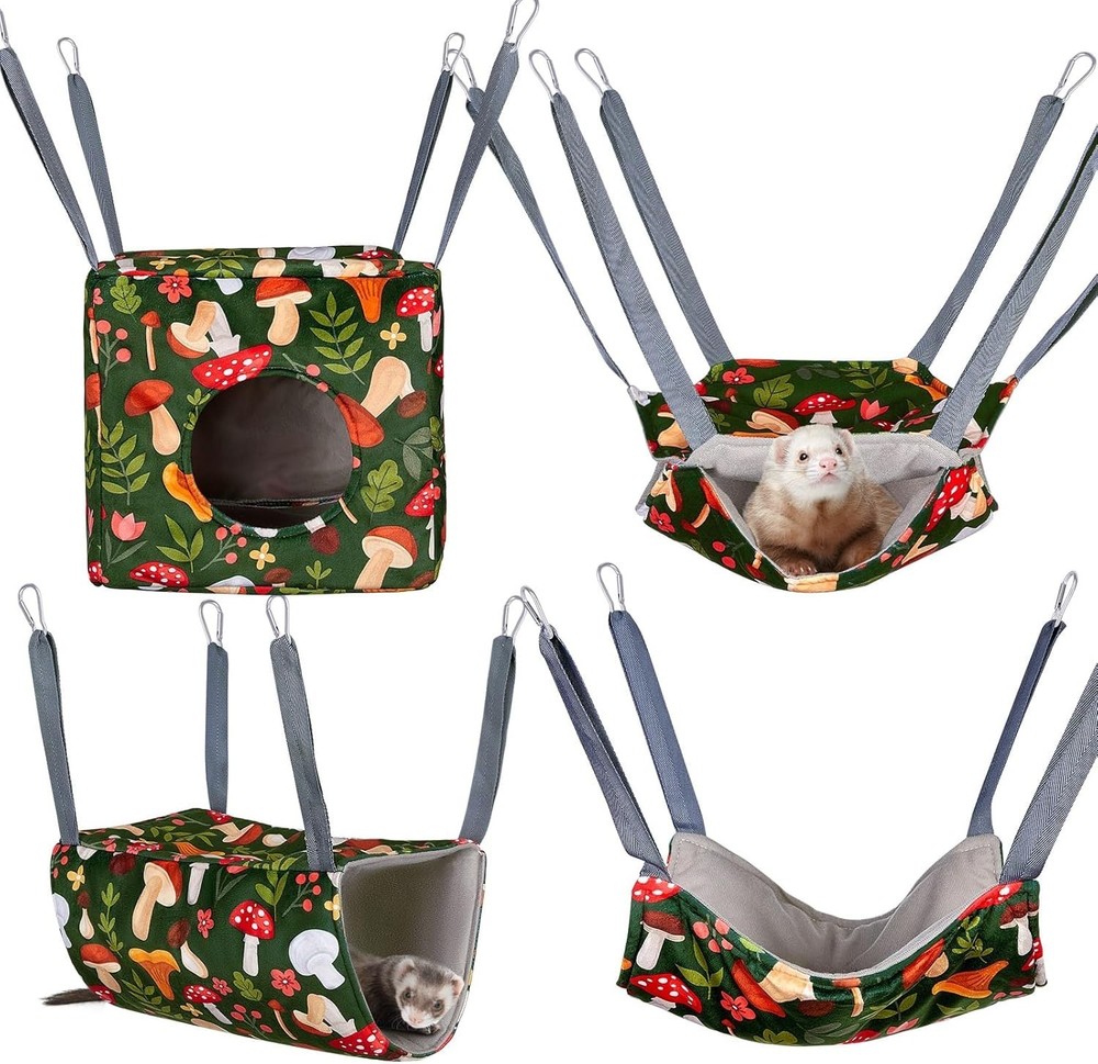 Luxurious 4-Pack Ferret Hammocks - Soft, Adjustable & Washable for Small Pets