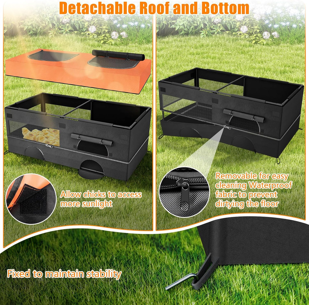 64" Large Chicken Brooder, Brooder Box for Chicks with Zipper Doors, Removable W