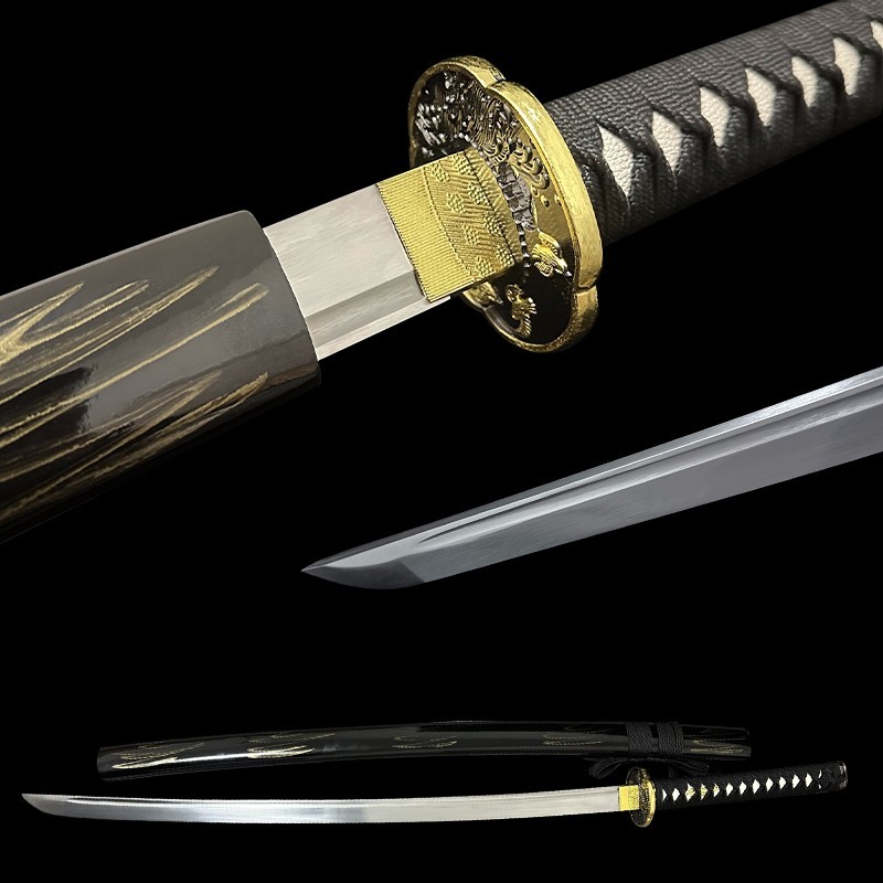 Black and Gold Samurai Katana Sword Unsharpened