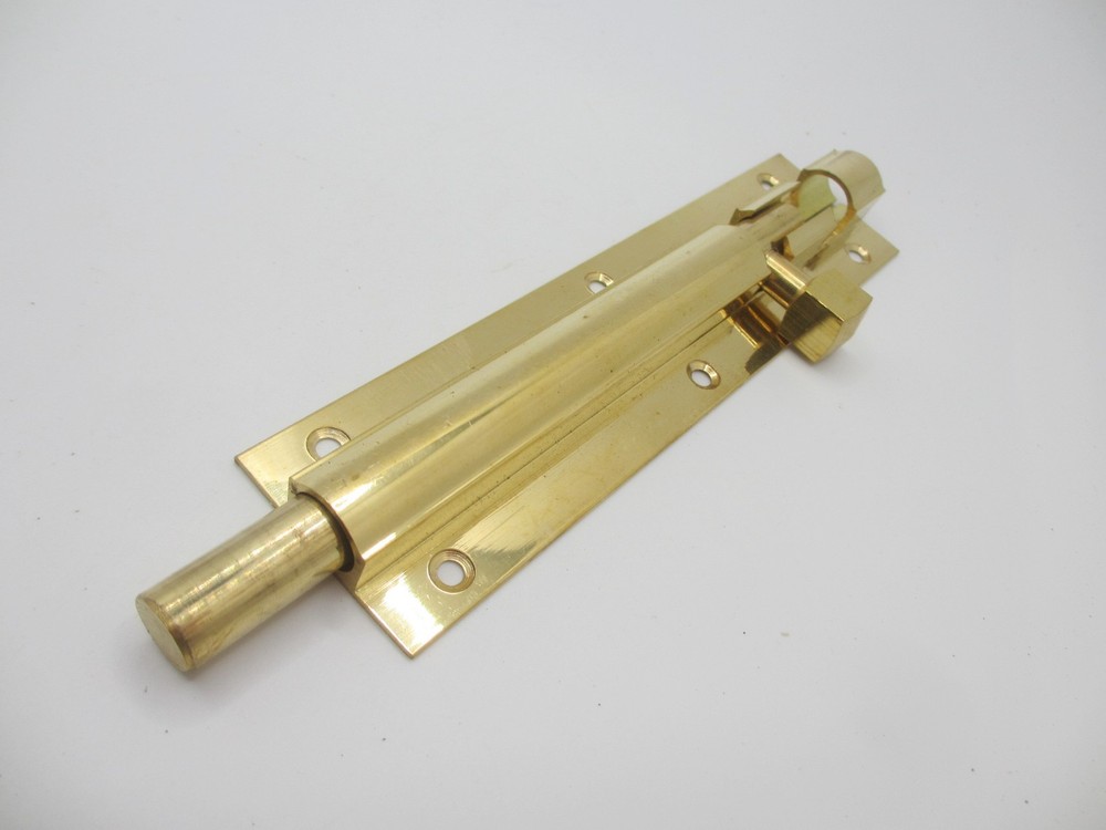 Large Brass Door Lock Sliding Bolt Old Keep Bathroom WC 7"