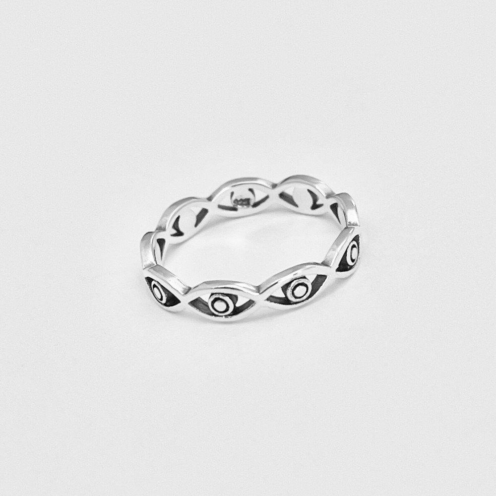 Sterling Silver Eternity All Seeing Eye Ring, Silver Rings, Religious Ring