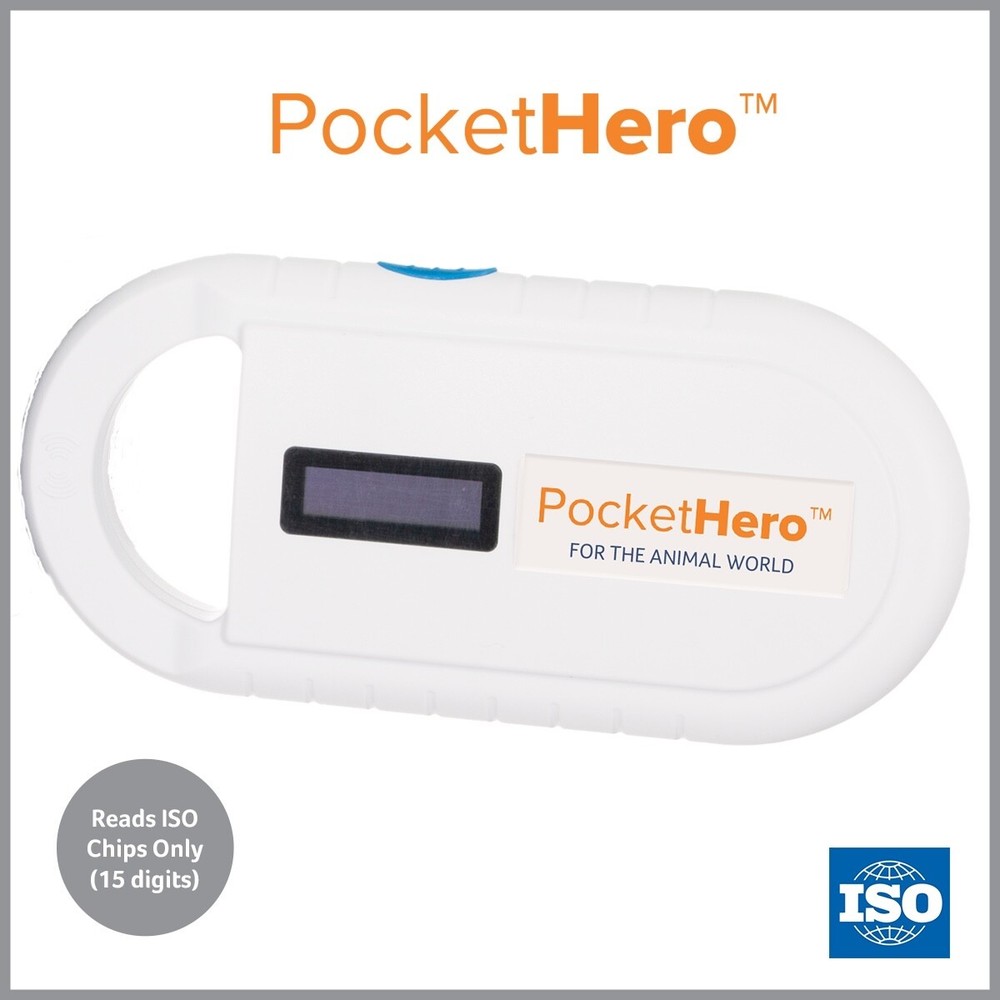 PocketHero Microchip Reader with Black Carrying Case - Compact 15-Digit Scanner
