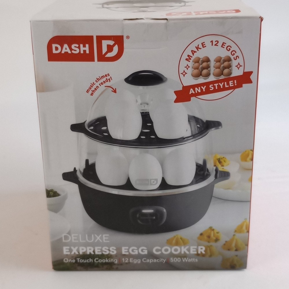 New Dash DELUXE-EXPRESS EGG COOKER One Touch Cooking 12 Egg Capacity 500 Watts