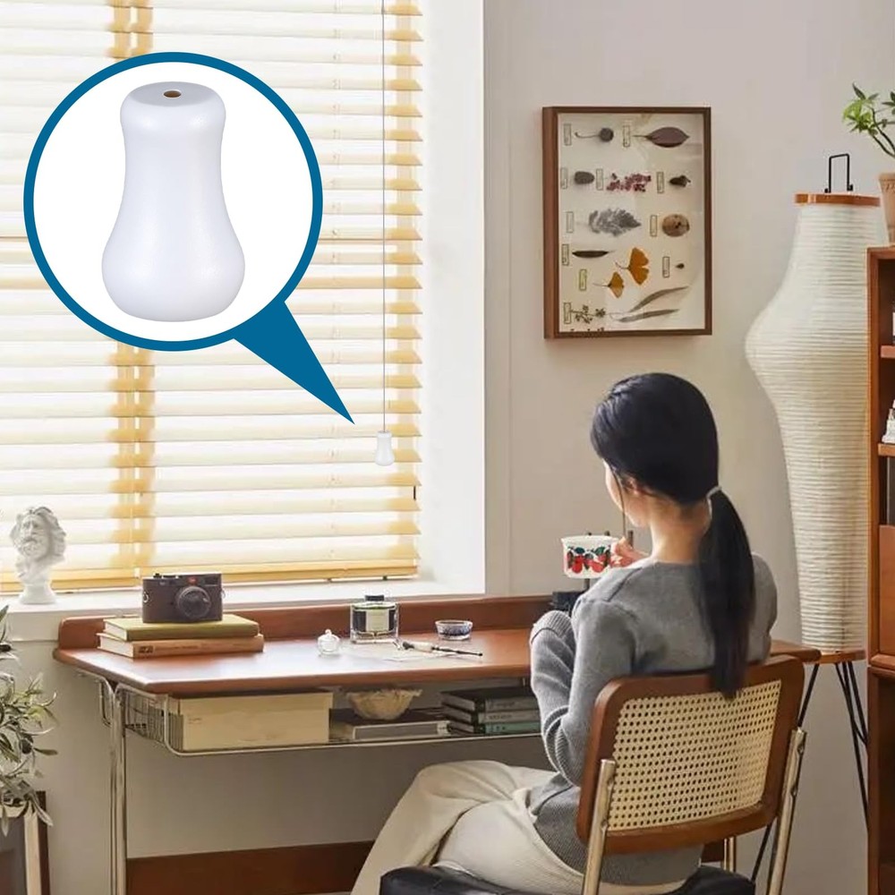 20Pcs White Plastic Cord Tassel Blind Pull Cord Knobs Blind Cords Pull End Bl...
