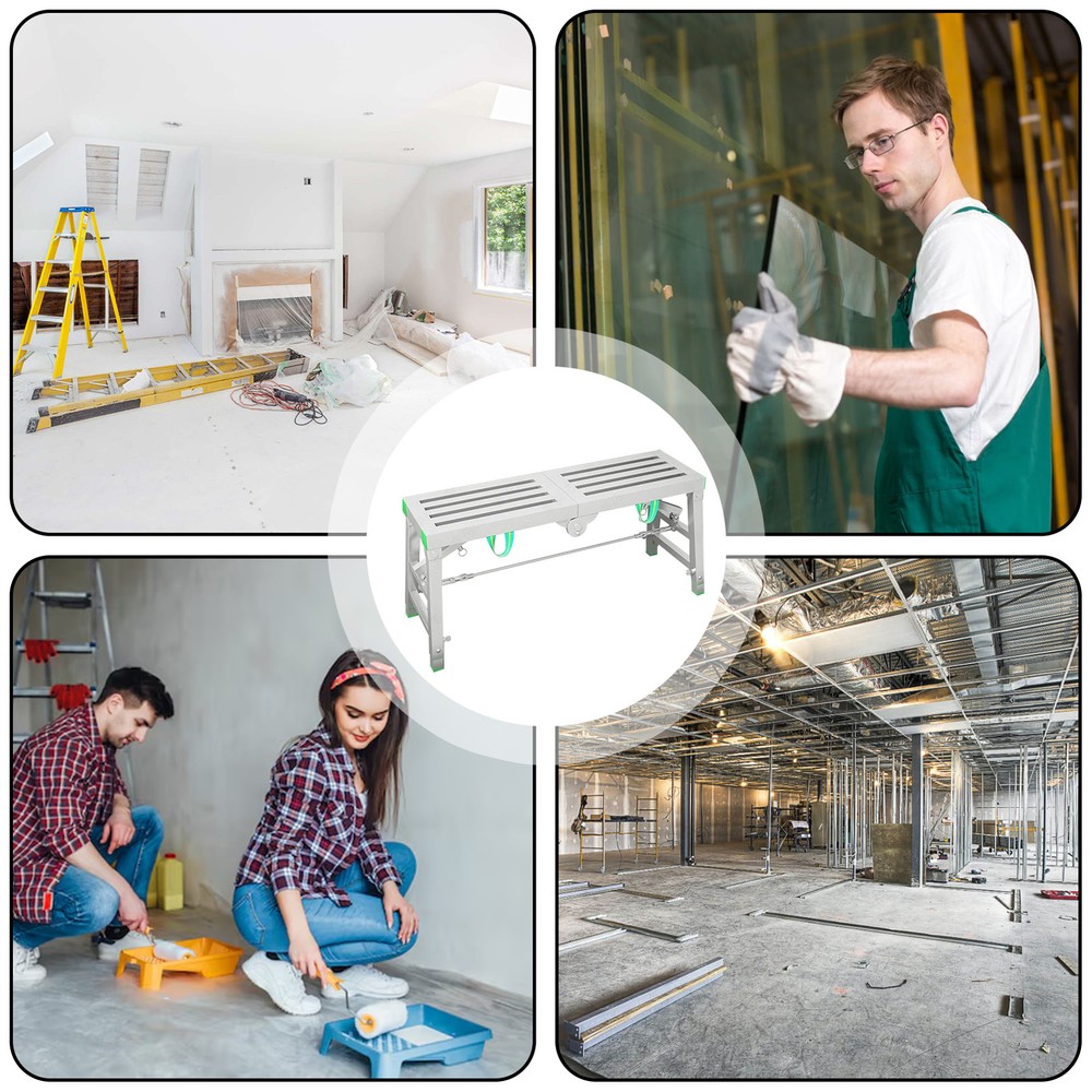 Folding Scaffolding Platform Work Bench Portable Scaffold Adjustable Height 1.6m