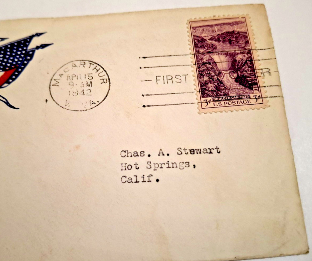 MacArthur West Va .Post Office 4/15/42 Unknown cachet,