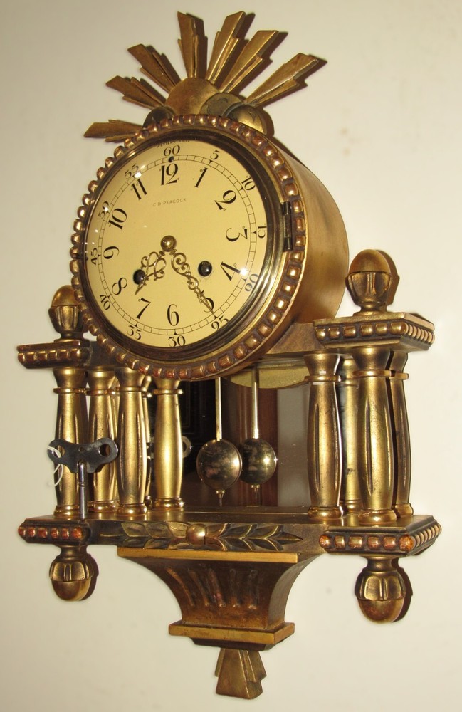 Swedish A.B. Westerstrands & Soner Mirrored Wall Clock 8-Day, Time/Bell Strike