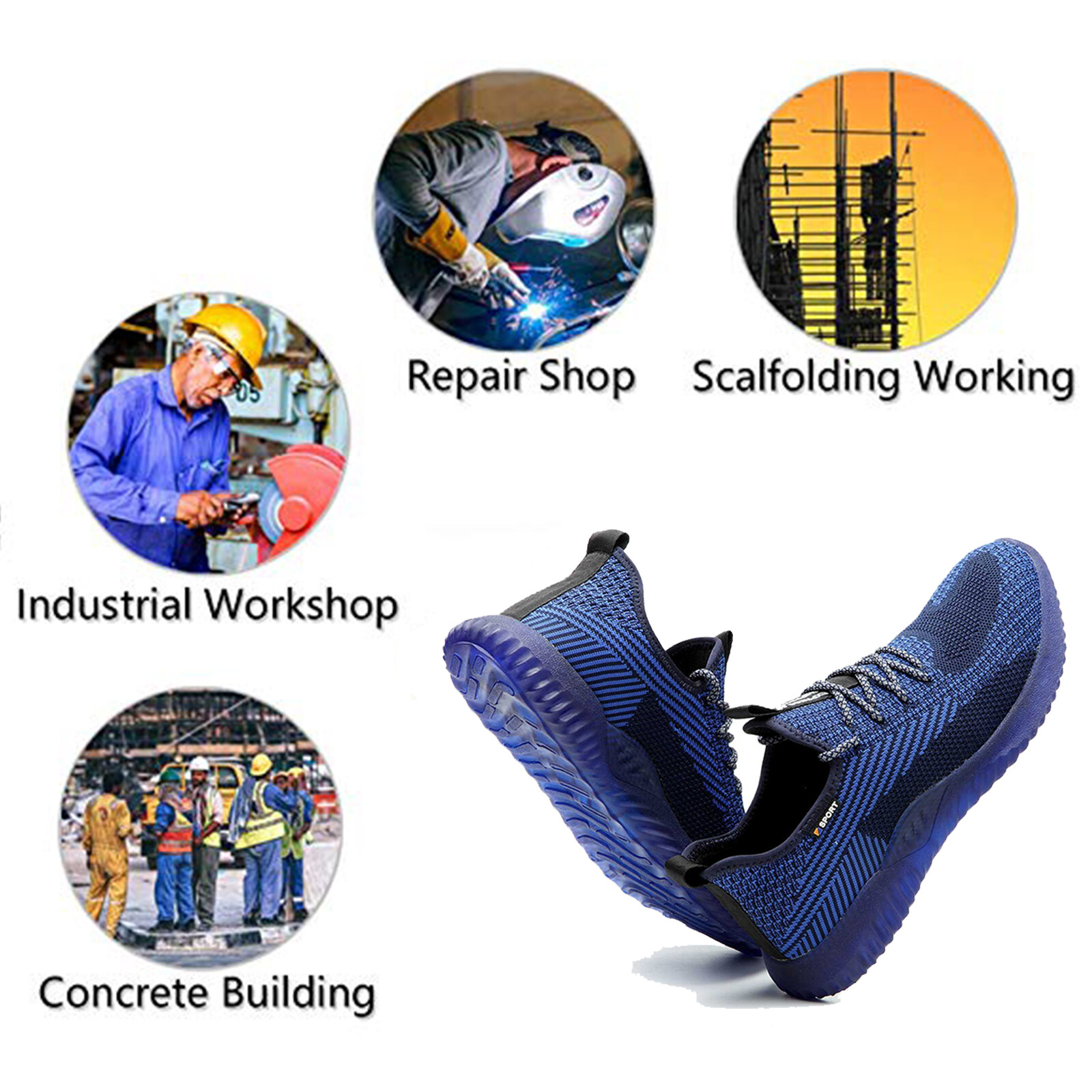 SUYSTEX Men Indestructible Safety Work Shoes Steel Toe Hiking Boots Sneakers