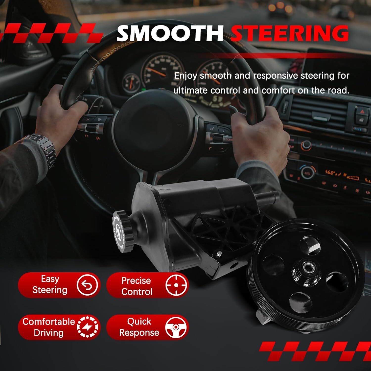 Power Steering Pump w/ Reservoir&Pulley for 2002-07 Dodge Ram 1500 3.7 4.7L 5.7L