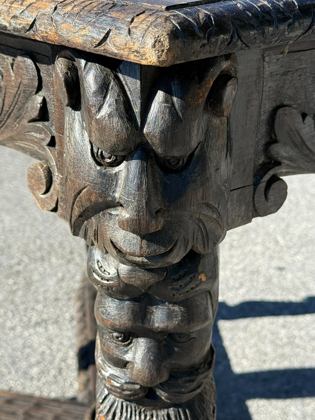 Antique 1800s carved black forest baroque Rennaissance table Carved Victorian