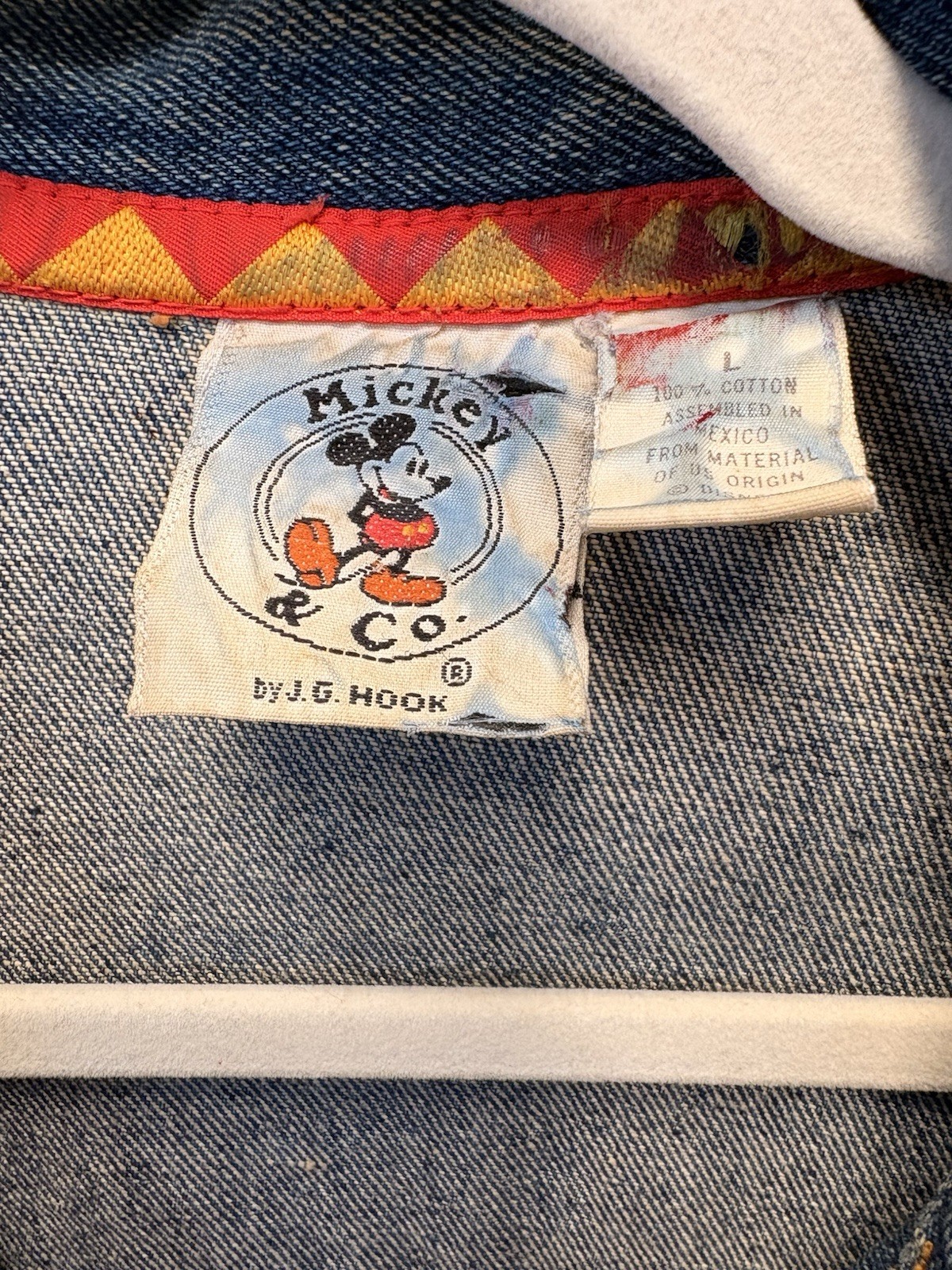 Mickey & Co. VTG Denim Jacket Large Mickey Mouse Embellished Disney Unisex 90