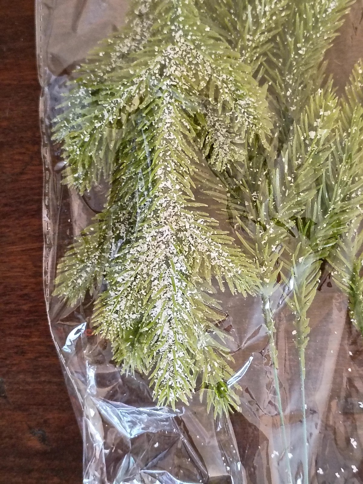 18 Pcs Mini Pine Picks, 9.5", Green Flocked & Glittery, Lot of 3 Packs Christmas