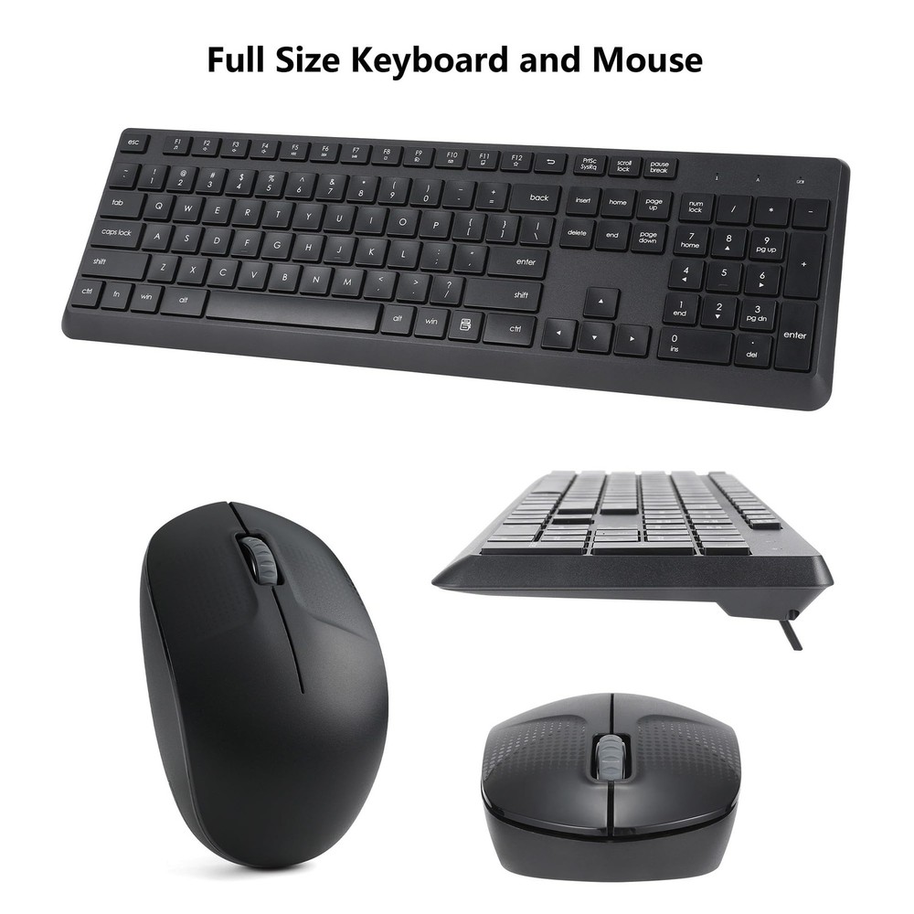 Wireless Keyboard and Mouse Combo for Windows, 2.4G Full-Sized External Cordl...