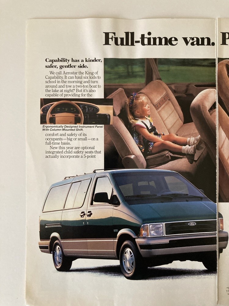 1993 Ford Aerostar Minivan Two Page Print Ad