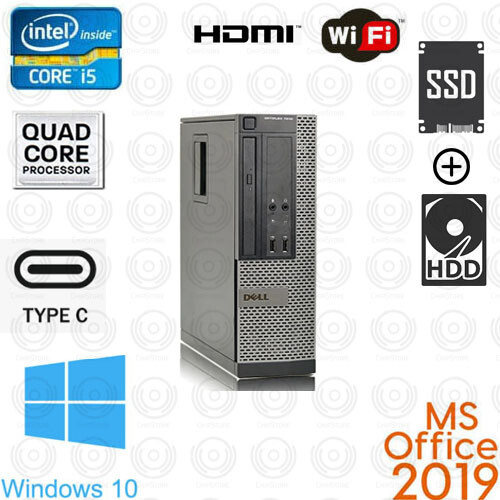 WINDOWS 10 Dell Core i5 HDMI SSD USB-C Desktop Computer PC WiFi Office 19