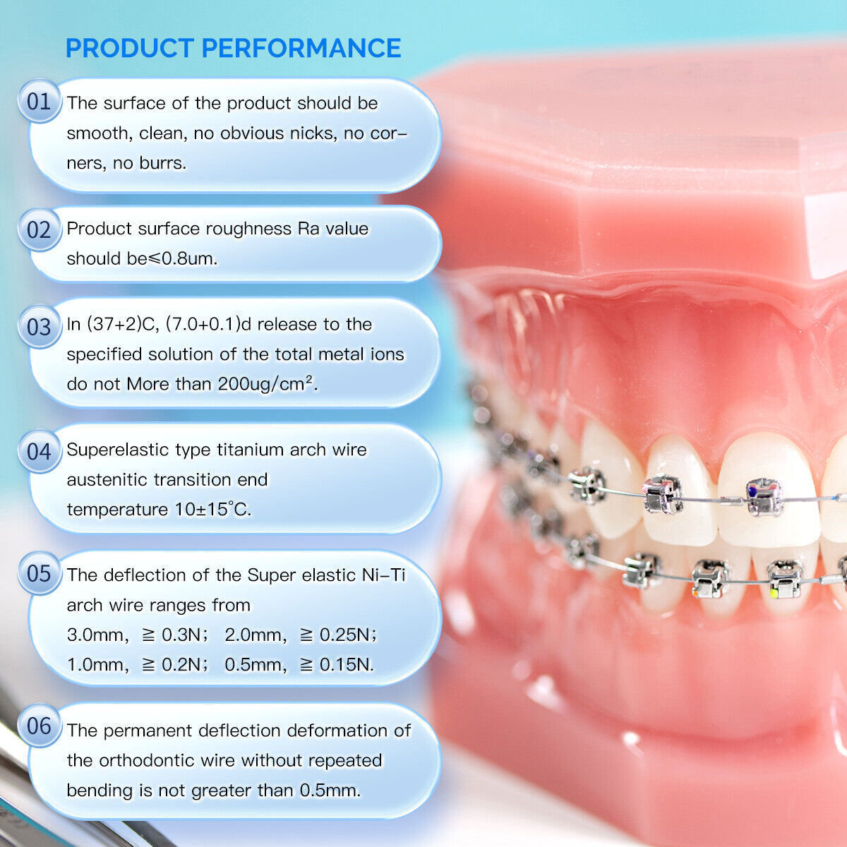 Dental Orthodontic Super Elastic Niti Round Arch Wires Ovoid Nature Form AZDENT
