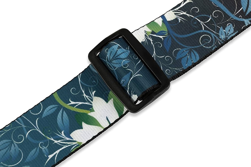 Levy's MPD2-038 2" Polyester Guitar Strap With Blue Flowers Design